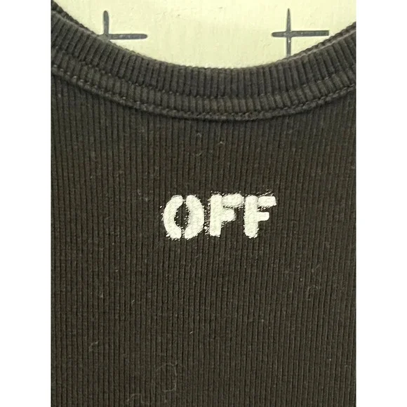 OFF WHITE Ribbed Black Tank Bodysuit Size Large LG 425 Label. Ii - Picture 3 of 7